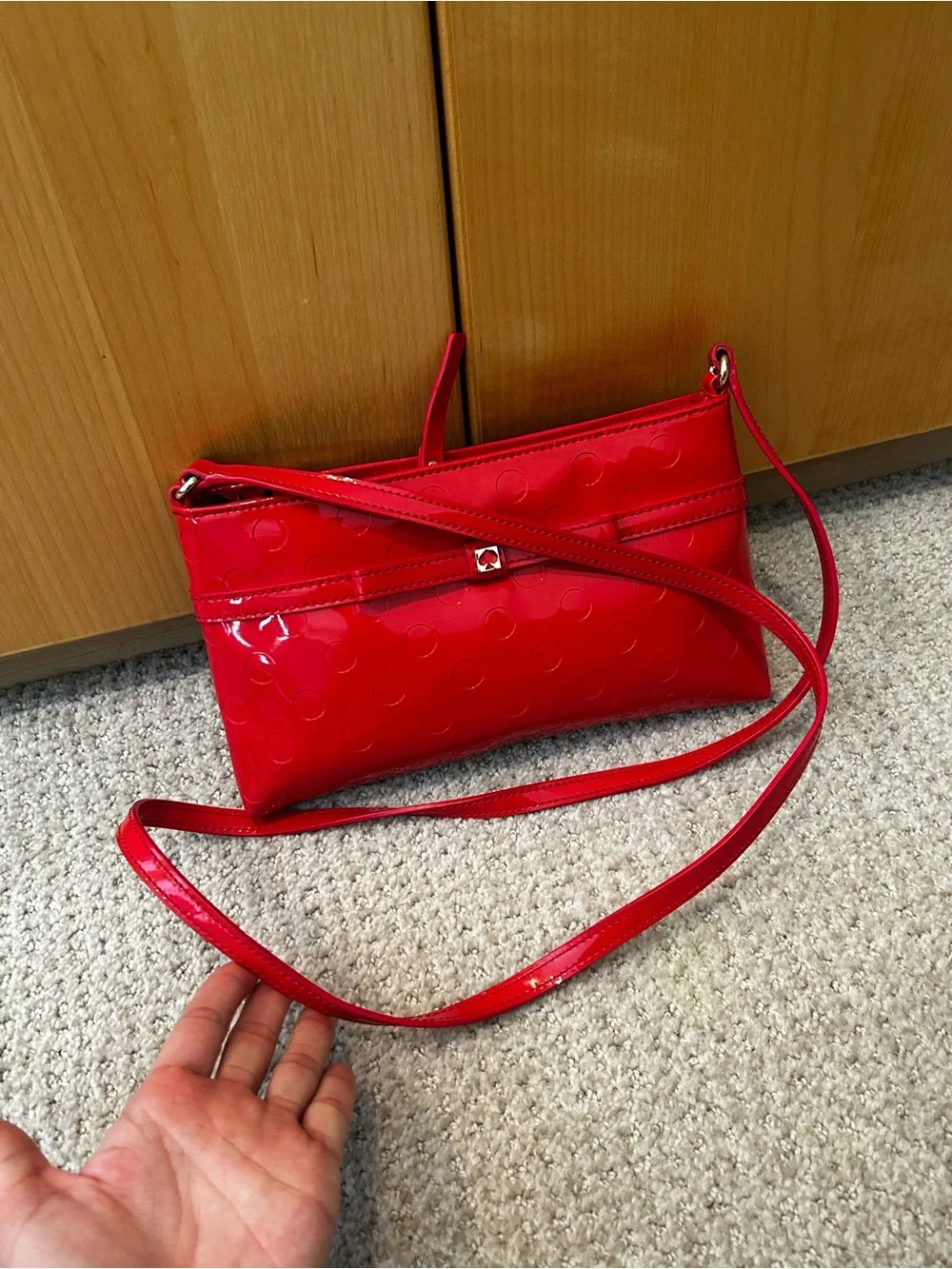 kate spade Red Patent Leather Dot-Embossed Crossbody
